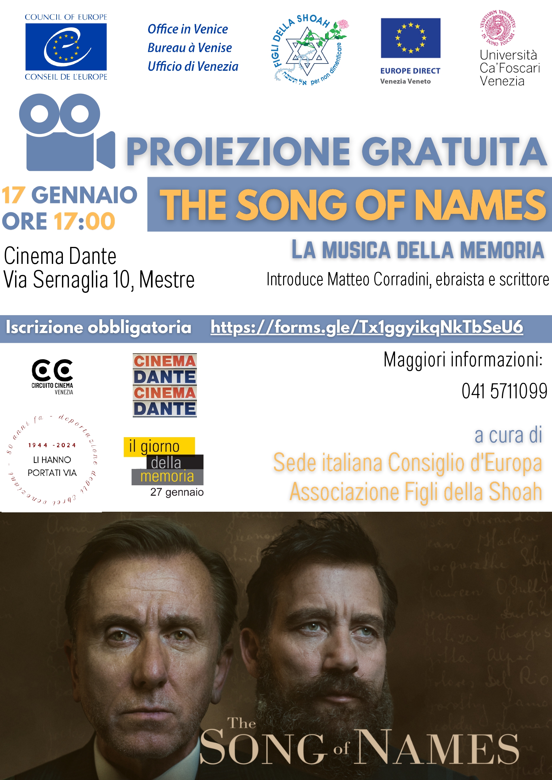 Proiezione "The song of names" - Venezia